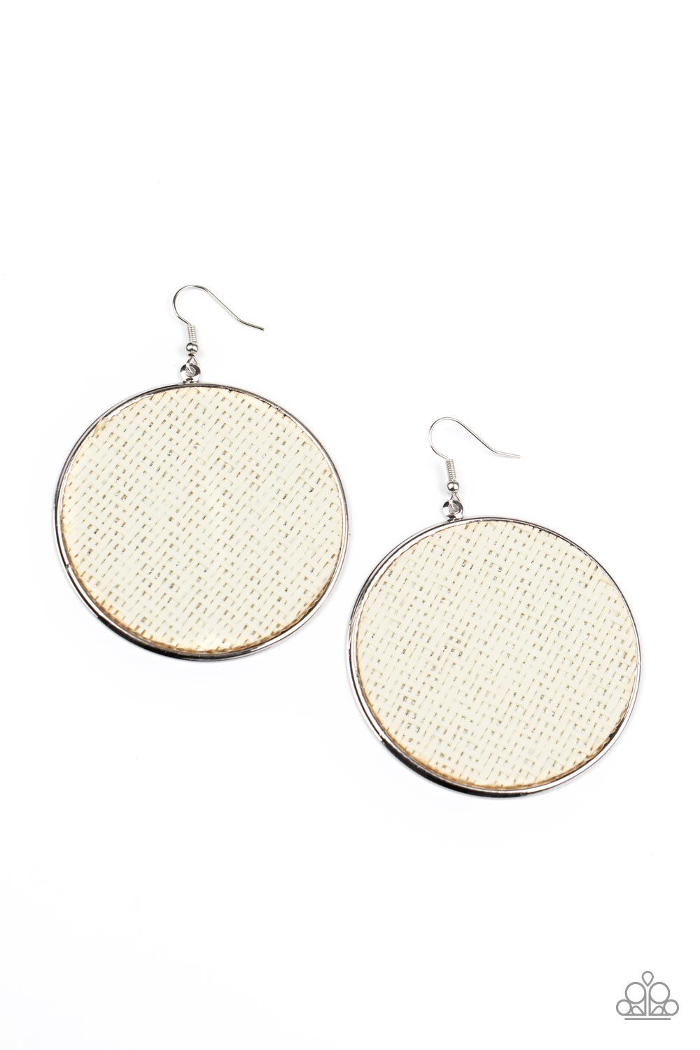 Paparazzi Accessories-Wonderfully Woven White Earrings