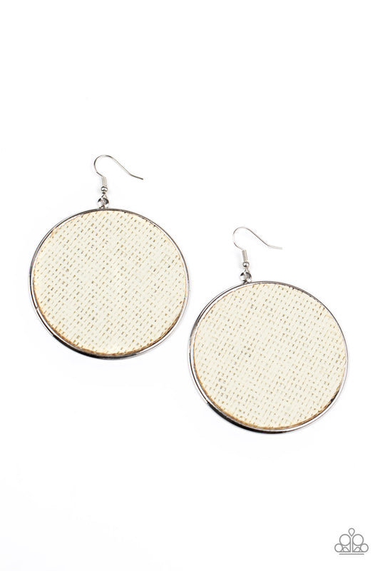 Paparazzi Accessories-Wonderfully Woven White Earrings