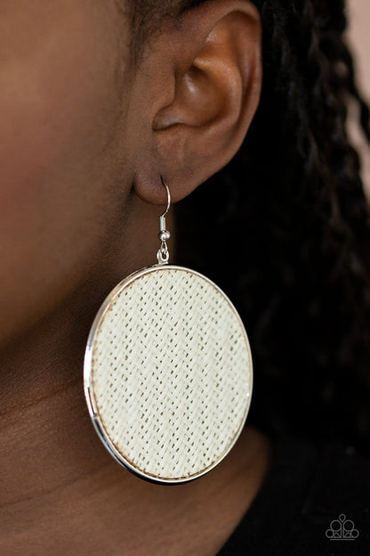 Paparazzi Accessories-Wonderfully Woven White Earrings