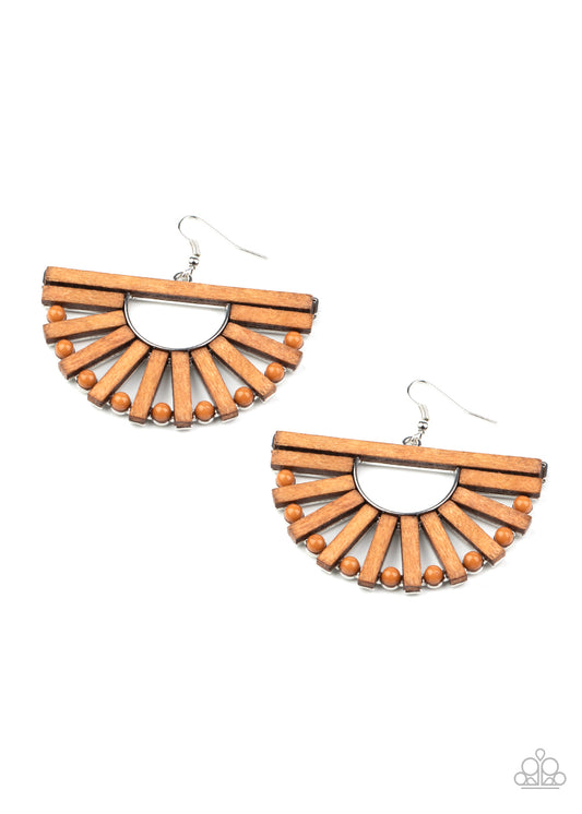 Paparazzi Accessories-Wooden Wonderland Brown Wooden Earrings