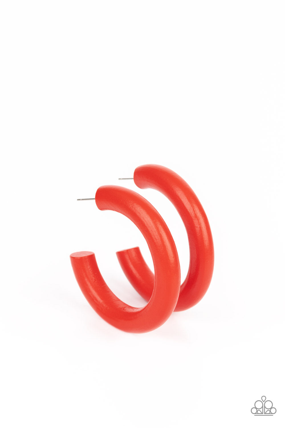 Paparazzi Accessories-Woodsy Wonder Red Wood hoop Earrings