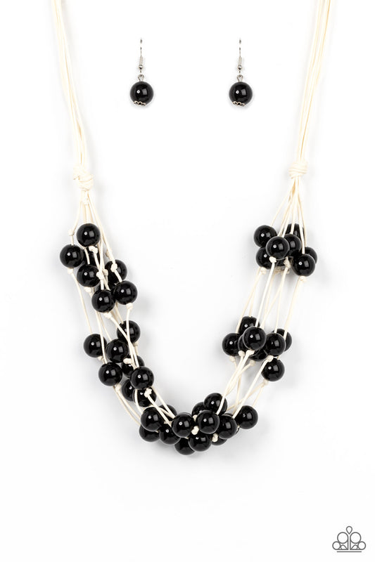 Paparazzi Accessories-Yacht Catch-Black Bubbly Bead Necklace Set