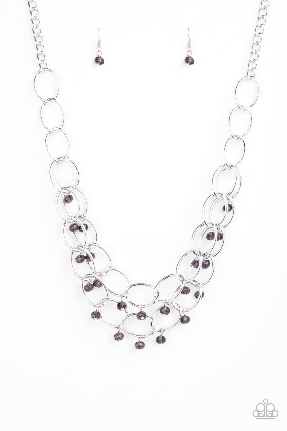 Paparazzi Accessories-Yacht Tour Purple Crystal Bead Necklace Set