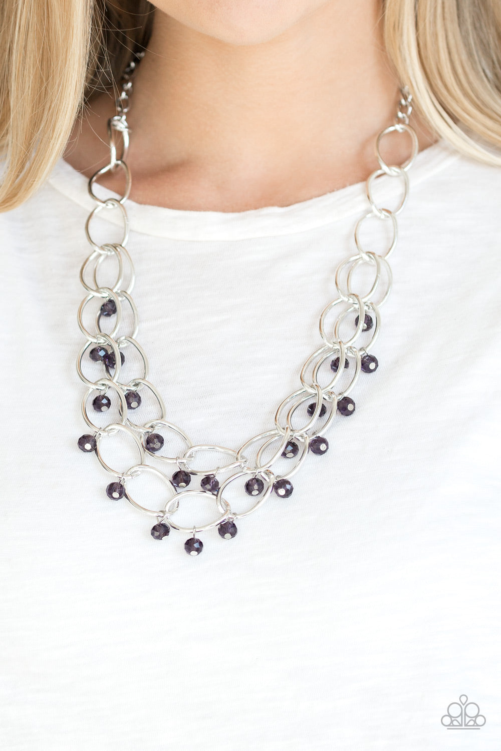 Paparazzi Accessories-Yacht Tour Purple Crystal Bead Necklace Set