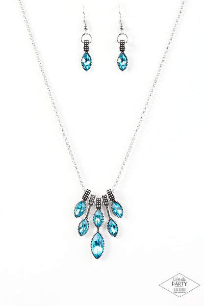 Paparazzi Accessories-You Should See Me In A Crown Blue Necklace Set