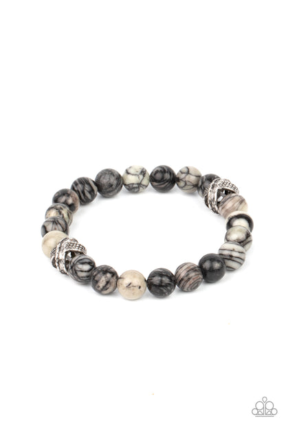 Paparazzi Accessories-ZEN Commandments Black Earthy Stone Men's Bracelet