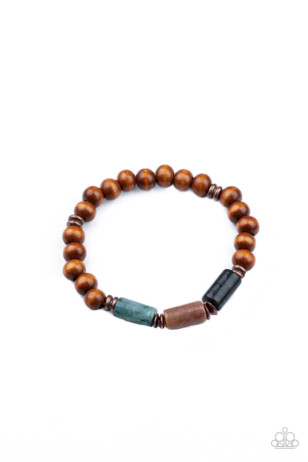 Paparazzi Accessories-ZEN Most Wanted Copper Men's Wooden Bead Bracelet