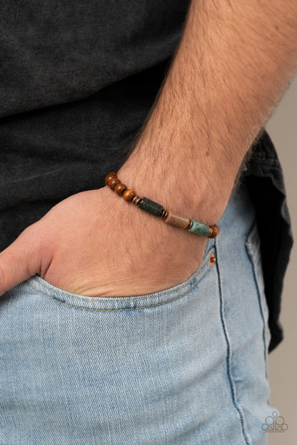 Paparazzi Accessories-ZEN Most Wanted Copper Men's Wooden Bead Bracelet