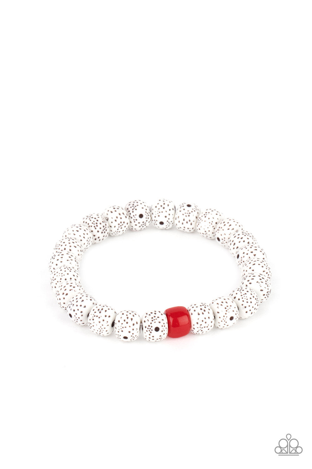 Paparazzi Accessories-ZEN Second Rule Red Dotted Faux Stone Bracelet