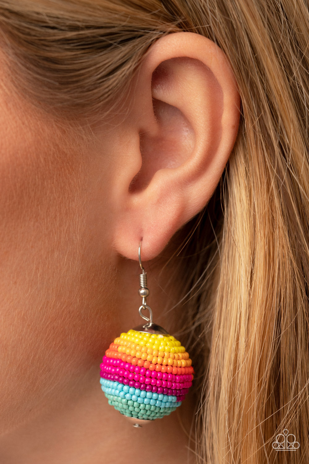 Paparazzi Accessories-Zest Fest Multi Colored Spherical Seed Bead Earrings