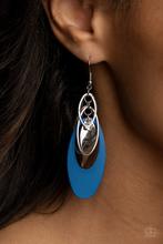 Paparazzi Accessories-Ambitious Allure Blue Shimmery Oval Earrings