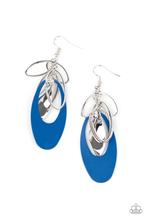 Paparazzi Accessories-Ambitious Allure Blue Shimmery Oval Earrings